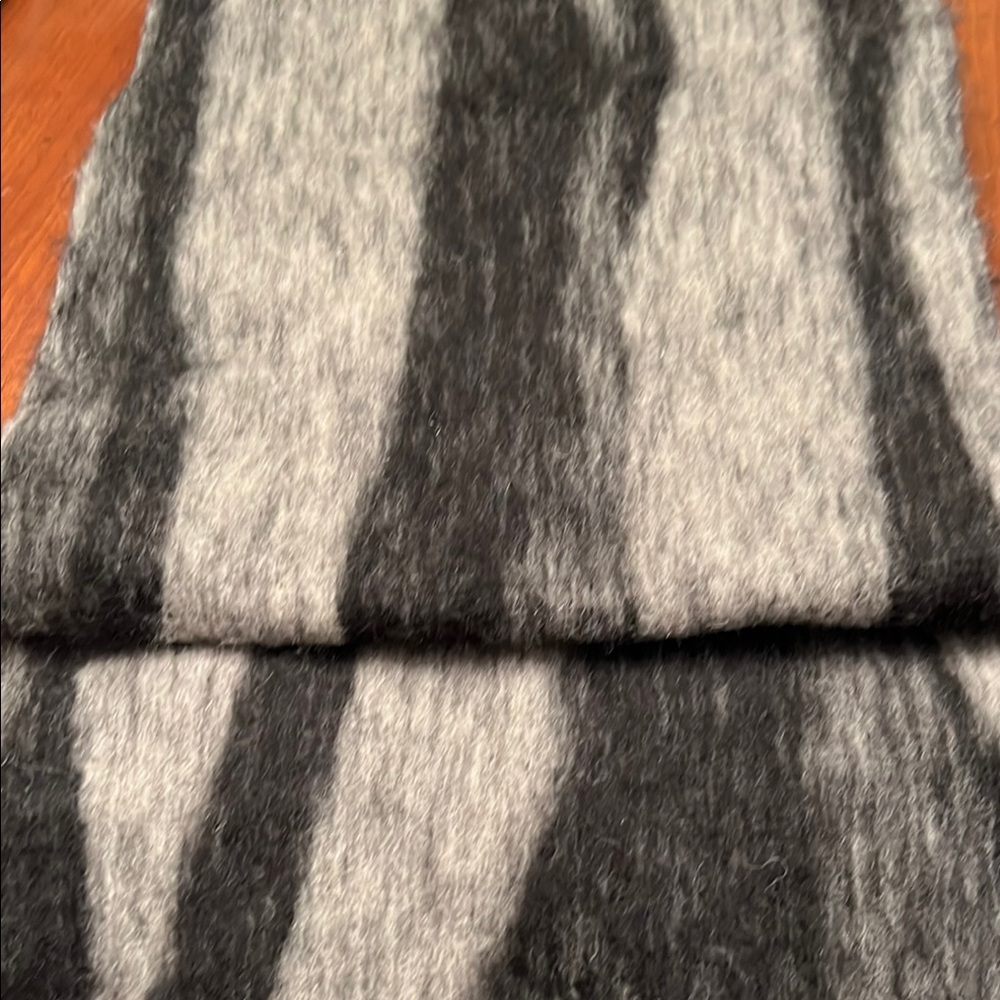 Black and Gray Striped Scarf